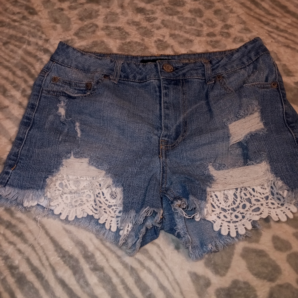 Denim Shorts with Crochet